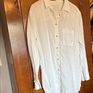 Asceno White Linen Button-Up Shirt - M